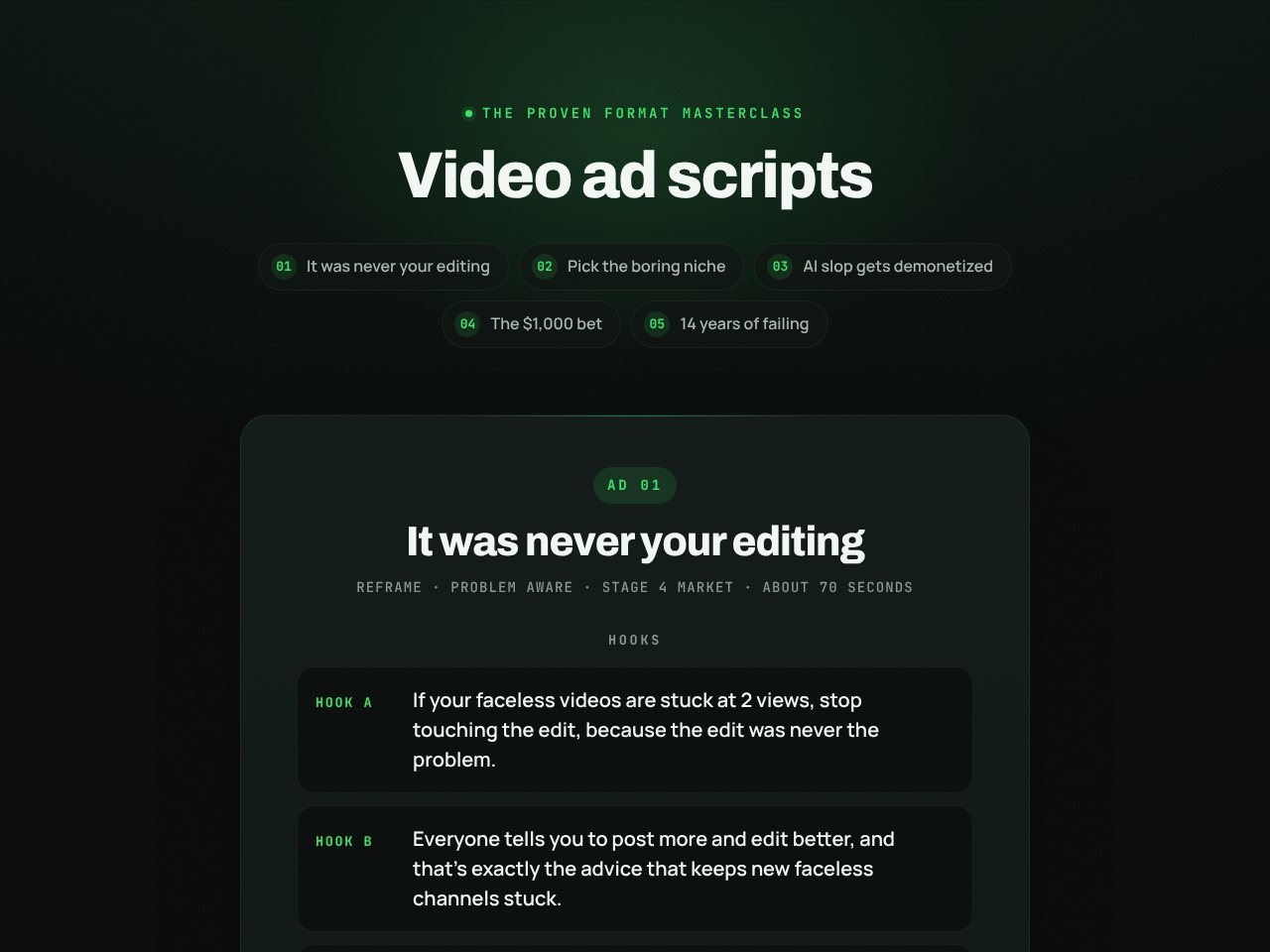Ad creative scripts preview