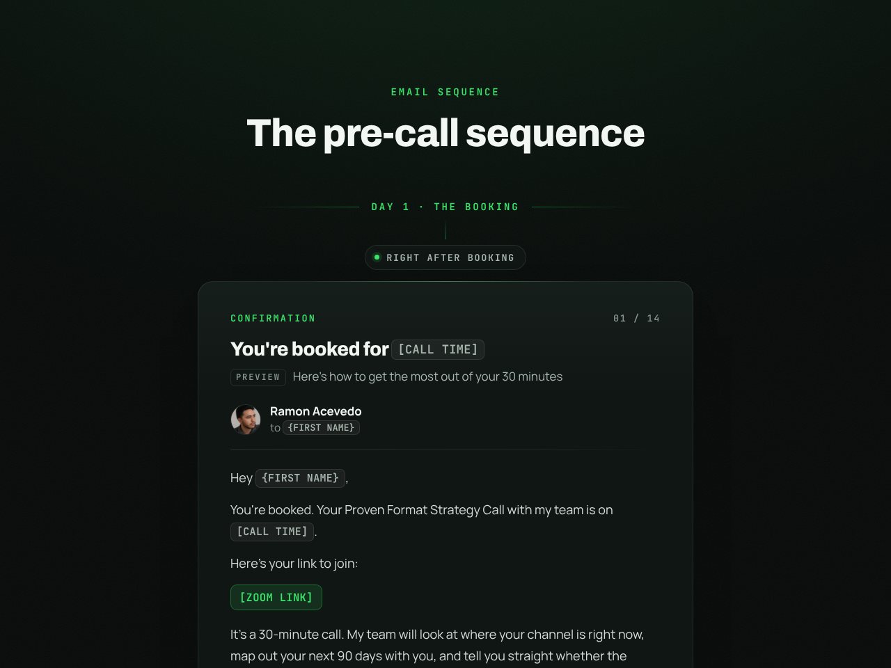 Pre-call sequence preview