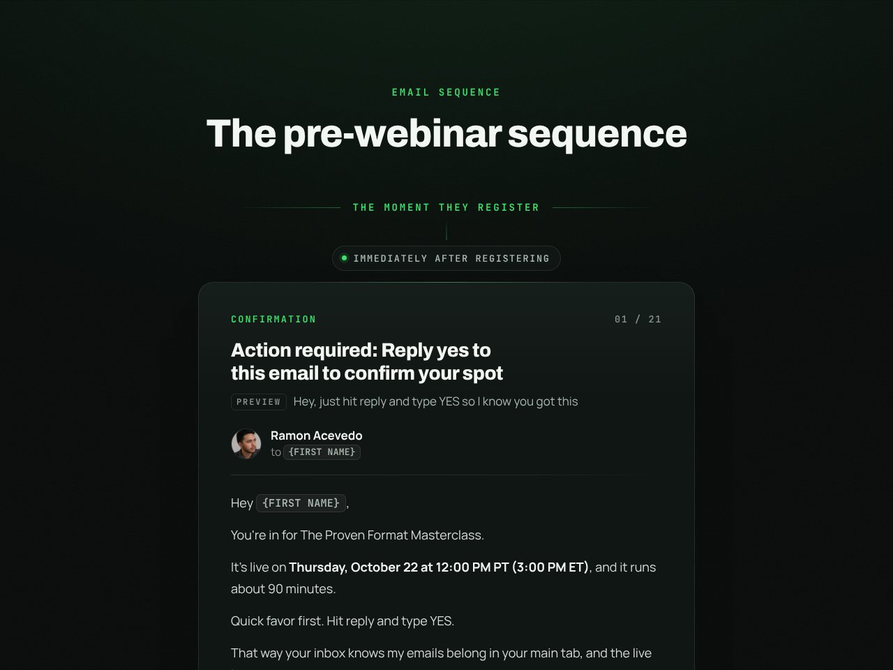 Pre-webinar sequence preview